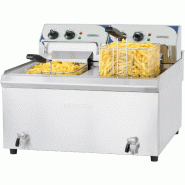 Friteuse électrique avec vanne de vidange 2x10 litres haut rendement Casselin