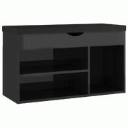 Helloshop26 - Banc à chaussures bottes commode étagère meuble entrée rangement et coussin brillant bois d'ingénierie noir 02_0022957 - noir Bois