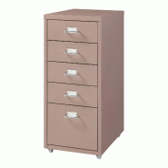 Helloshop26 - Caisson de bureau armoire meuble de rangement à roulettes avec 5 tiroirs 69 x 28 x 41 cm marron clair 03_0009102 - 3000224509942