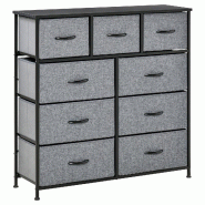 Helloshop26 - Commode de rangement 9 tiroirs pratique 100 x 30 x 100 cm gain de place anti basculement style moderne en polyester 21_0001484 - Bois ma