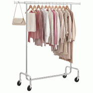 Helloshop26 - Portant à vêtements charge max 130 kg télescopique réglable avec roulettes mètal chromé 12_0006975 - 3000223823605