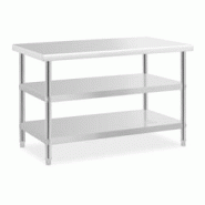 Helloshop26 - Table de travail inox - 120 x 70 x 5 cm - 200 kg - 2 tablettes  14_0007324 - 3001285499784