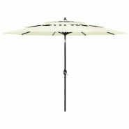 Parasol de jardin à 3 niveaux avec mât en aluminium sable 3 m Modèle Helios Nova - 313868