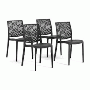 RATTATAN Set 4 Chaises en polypropylène avec fibre de verre empilables pour extérieur et jardin, bar et restaurant, cuisine design moderne - MALIKA RATTATAN Set 4 Chaises en polypropylène avec fibre de verre empilables pour extérieur et jardin, bar et restaurant, cuisine design moderne - MALIKA