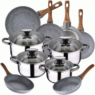 San Ignacio - Batterie de cuisine 16/18/20/24cm en acier inoxydable avec jeu de poêles 18/20/22/24/26/28cm Daimiel en aluminium forgé - multi-matér