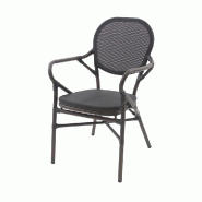 Tango - Fauteuil de bistrot en tissu wengé-noir mesh