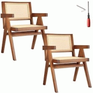 TecTake GmbH tectake 2 chaises de salle à manger cannage viennois et accoudoirs chêne foncé - 405899 - beige Bois massif 405899 TecTake GmbH tectake 2 chaises de salle à manger cannage viennois et accoudoirs chêne foncé - 405899 - beige Bois massif 405899