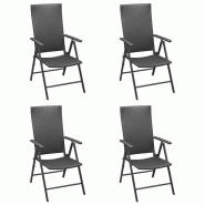 VidaXL Chaises De Jardin Lot De 4 Résine Tressée Noir - noir 313105