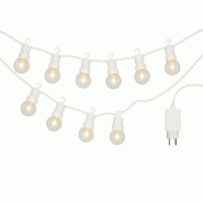WellHome - Guirlande lumineuse LED blanc chaud pour décoration intérieure, 10 ampoules G50 avec minuterie et transformateur inclus - blanc WH16414