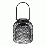 WellHome - Lanterne solaire en maille métallique avec poignée, noire Ø15,5x21 cm - noir métal WH14664