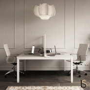 Bench 2 personnes Tempo - Mobel linea - Blanc 9010, 120, Acacia clair, Fixe