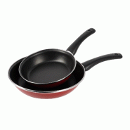 BERGNER - Ensemble de 2 poêles Ø20/26 cm Classique à base rouge en aluminium forgé - Q4809