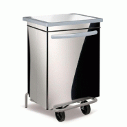 Conteneur mobile métallique avec pédale et roues en inox 70l 47x42x73cm