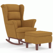 Décoshop26 - Fauteuil à bascule avec repose-pieds rembourré relax pour salon avec pieds en bois siège velours marron DEC028762 - marron Bois massi
