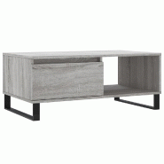 Décoshop26 - Table basse avec tiroir et compartiment 90 x 50 x 36,5 cm bois d'ingénierie gris et métal DEC040128 - gris métal 3000264763410