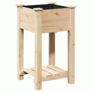 Helloshop26 - Cache-pot de jardin avec étagère rectangulaire pratique extérieur 45 x 45 x 76,5 cm en bois de sapin beige 02_0058848 - beige Bois ma