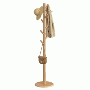 Helloshop26 - Portemanteau portant à vêtements en bois support sur pieds avec 8 crochets pour manteaux chapeaux sacs pour entrée 12_0008054 - Bois