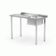 HENDI Table d’évier, vissée, Kitchen Line, vasque sur le côté droit, 1000x600x(H)850mm - inox 816783