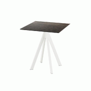 Infinity table de bistrot avec piètement blanc + plateau HPL Riverwashed Wood 70x70 cm