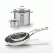 Lot 2 Faitouts 16/26cm & 2 Poêles 24/28cm Elo Relief Evolution - gris inox 3176239957082