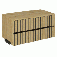 Meuble 2tiroirsQV Vertigo T03 Noir L87xP48,5xH41,8cm - supp.Crém.Noir chêne clai