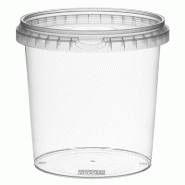 Pot rond transparent avec couvercle inviolable 1180cc D13,3x13cm - par 100
