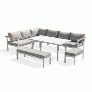 REMARQUABLE Ensemble repas de jardin 9 places en aluminium blanc - MAJARI - 3700917630259