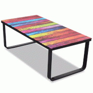 VidaXL Table basse avec impression d'arc-en-ciel Dessus en verre  Modèle Atlas Scandinave - 241175XL