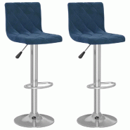 VidaXL Tabourets de bar lot de 2 bleu velours Modèle Lofty Bar - 333691