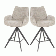 Vivabita Matelpro - Chaise de salle à manger pivotante en tissu Koraline (lot de 2) - SablePivotante - 3665367358187