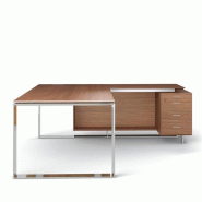 Bureau X7 avec retour et caisson - Officity. - 190, Noyer canaletto, Droite