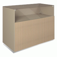 Comptoir vitrine côté bois Vertigo T01 MDF naturel et taupe 120x60x93cm