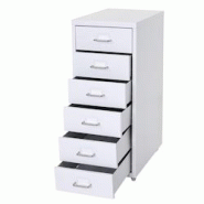Décoshop26 - Caisson à tiroirs rangement bureau sur roulettes 69x28x41cm 6 tiroirs en acier blanc 04_0004357 - blanc 3000448532696 Décoshop26 - Caisson à tiroirs rangement bureau sur roulettes 69x28x41cm 6 tiroirs en acier blanc 04_0004357 - blanc 3000448532696