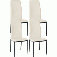 Décoshop26 - Lot de 4 chaises de salle à manger design simple en synthétique crème cadre en métal noir CDS10398 - noir 3002481332691 Décoshop26 - Lot de 4 chaises de salle à manger design simple en synthétique crème cadre en métal noir CDS10398 - noir 3002481332691