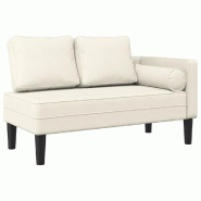 Décoshop26 - Méridienne chaise longue canapé pour intérieur avec coussins en velours crème DEC026070 - beige 3000255606252