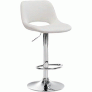 Décoshop26 - Tabouret de bar chaise haute x1 avec repose-pieds en velours crème piètement métallique chromé 10_0004590 - 3000252189086 Décoshop26 - Tabouret de bar chaise haute x1 avec repose-pieds en velours crème piètement métallique chromé 10_0004590 - 3000252189086
