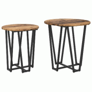 Ensemble de tables d'appoint 2 pcs Bois ancien et noir Modèle Aero Élégance Pro - 869724