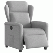 Fauteuil inclinable électrique gris nuage tissu Modèle Lerviora - 8721102961052