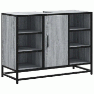 Helloshop26 - Armoire lavabo rétro salle de bain 80 x 33 x 60 cm grand espace de rangement style industriel en bois gris 02_0049674 - gris métal 300