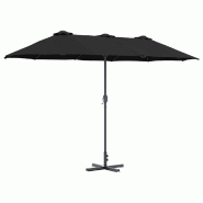 Helloshop26 - Parasol de jardin pliable durable 370 x 197 x 239 cm en polyester noir 02_0058743 - noir aluminium 3000240748110