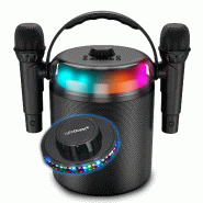 Ledwood Système Karaoké Autonome 120W, LED RVB, Bluetooth USB, 2 Micros sans fil, Effets Vocaux, Compatible TV Connectée, Lumière - 3666638036858