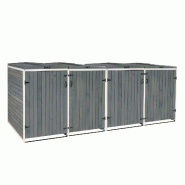 Mendler XL Habillage de poubelle 4/8 places HWC-H74, Box pour poubelles, extensible 126x316x98cm bois MVG ~ gris-blanc - gris Bois massif 2x80478+2x80