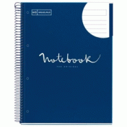 MIQUELRIUS Lot de 5 Cahier Emotions A4, 160p./80 feuilles 90 g/m², reliure intégrale, couverture laminée coloris bleu marine, ligné - 8422593486061