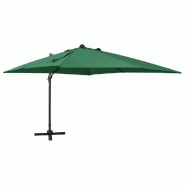 Parasol de jardin en porte-à-faux et mât et lumières LED vert Modèle Atlas Essence Élite - 312345