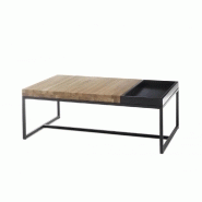 TABLE BASSE LUCON 107 X 65 CM BOIS ACIER PLATEAU