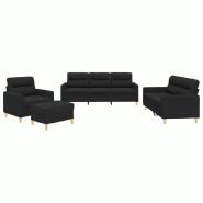 VidaXL Ensemble de canapés 4 pcs avec coussins Noir Tissu Modèle Boréal Prestige - 3201548