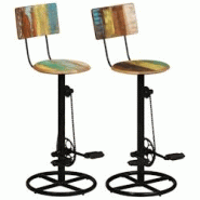 VidaXL Tabourets De Bar Lot De 2 Bois De Récupération Massif - multicolore 338219 VidaXL Tabourets De Bar Lot De 2 Bois De Récupération Massif - multicolore 338219