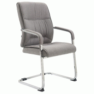 Décoshop26 - Chaise de visiteur XXL sans roulettes confortable et design en tissu gris clair BUR10696 - gris 3002489032692