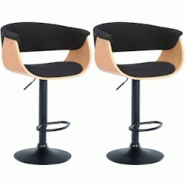 Décoshop26 - Lot de 2 tabourets de bar chic et confortable en bois clair tissu et métal noir TDB10720 - noir 3002479932698