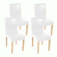 Décoshop26 - Lot de 4 chaises de salle à manger cuisine en cuir blanc pieds en bois clair design moderne 04_0000555 - blanc 3000047832692 Décoshop26 - Lot de 4 chaises de salle à manger cuisine en cuir blanc pieds en bois clair design moderne 04_0000555 - blanc 3000047832692